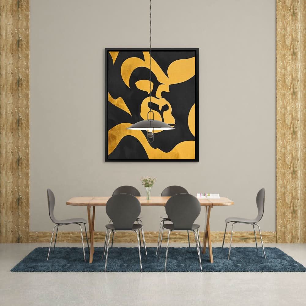 Modern Gorilla - Black and Gold Wall Art for Hallway