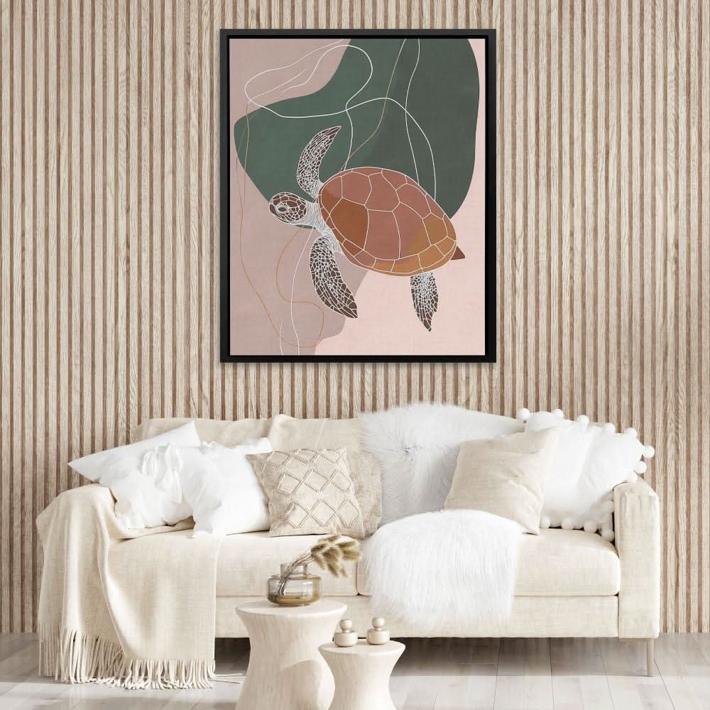 Modern Turtle - Beige Wall Art for Bedroom