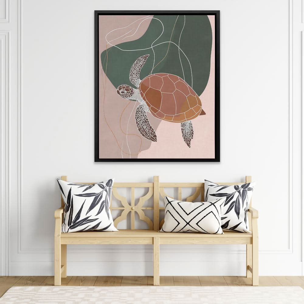 Modern Turtle - Minimalist Earth Tones Canvas Wall Art