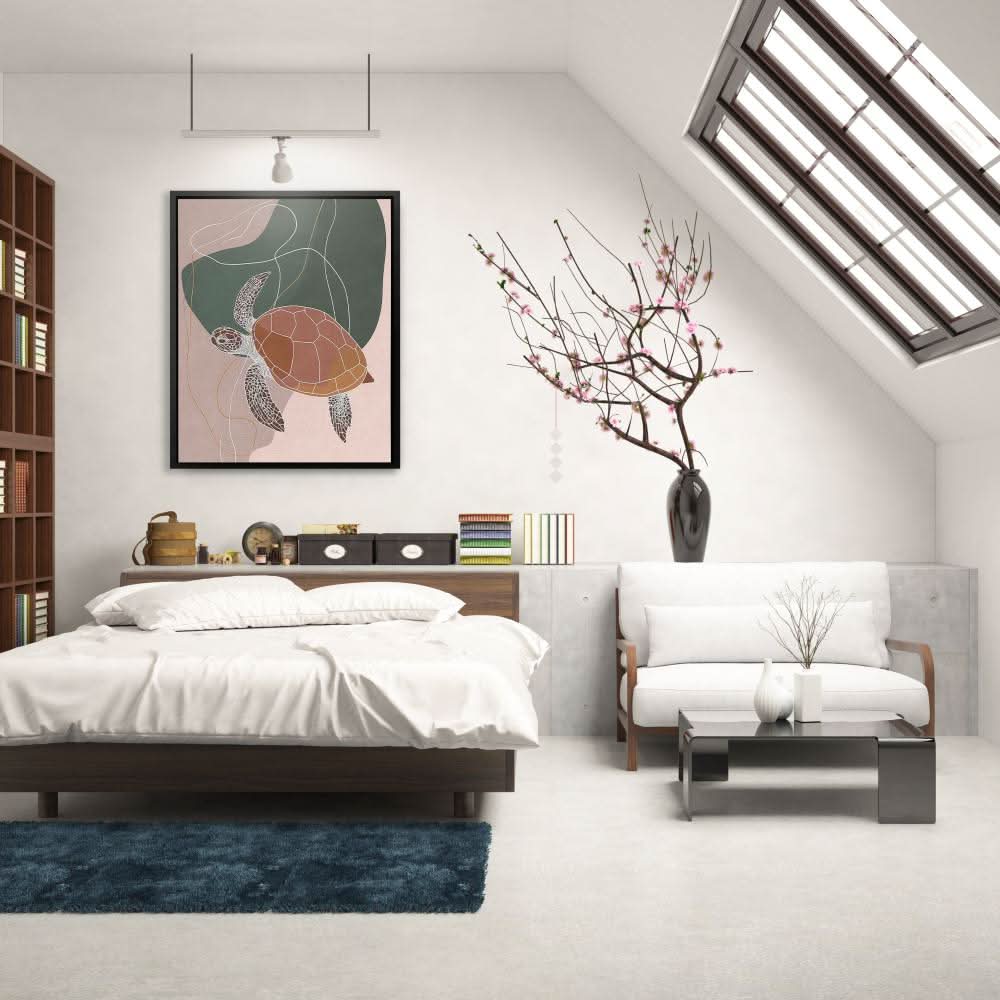 Modern Turtle - Minimalist Wall Art Print