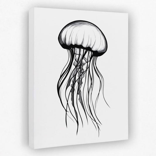 Monochrome Jellyfish - Black and White Canvas Wall Art