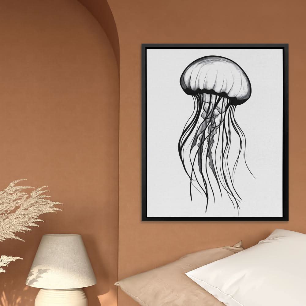 Monochrome Jellyfish - Jellyfish Canvas Print