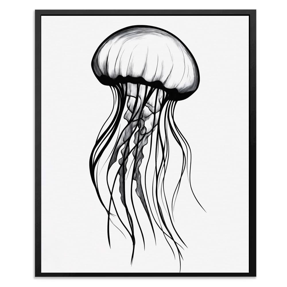 Monochrome Jellyfish - Canvas Wall Art