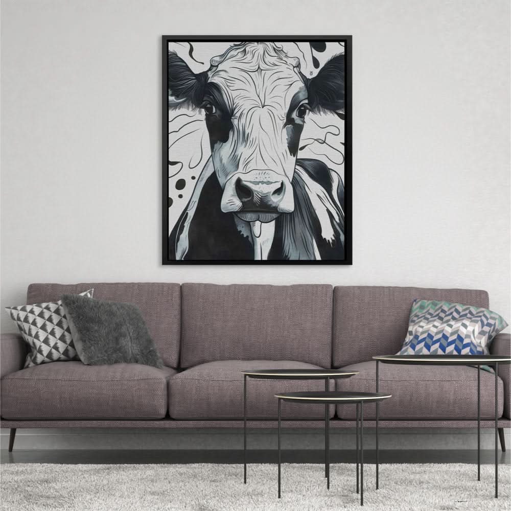 Monochrome Moo - Black and White Art for Dining Room