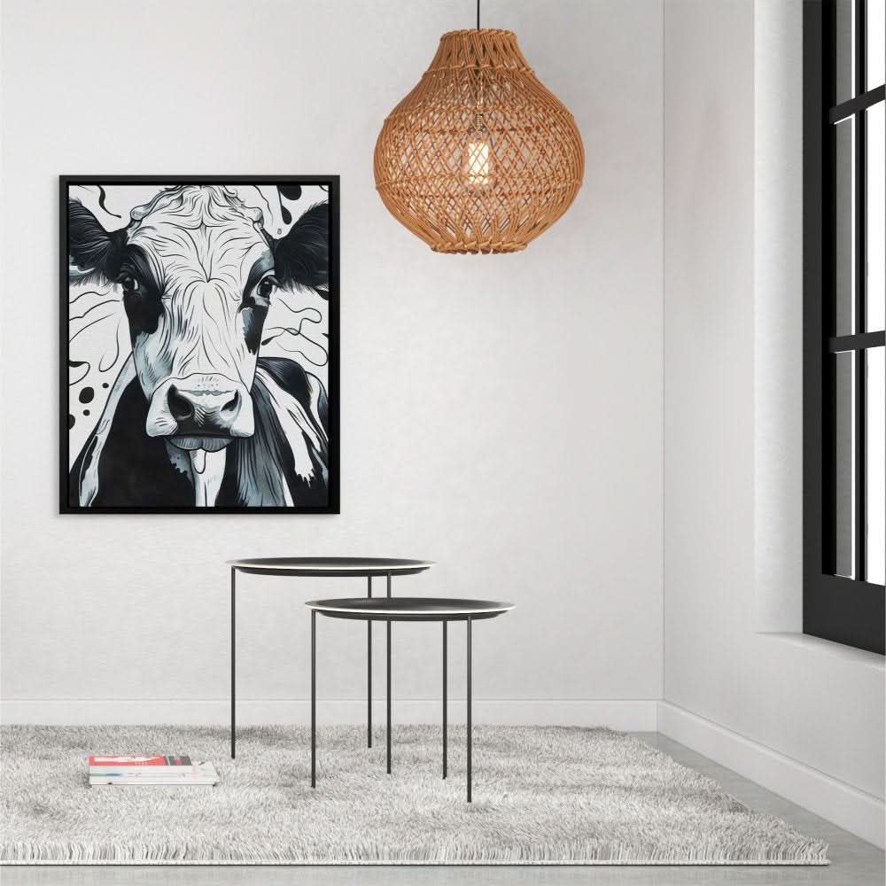 Monochrome Moo - Contemporary Neutral Canvas Wall Art