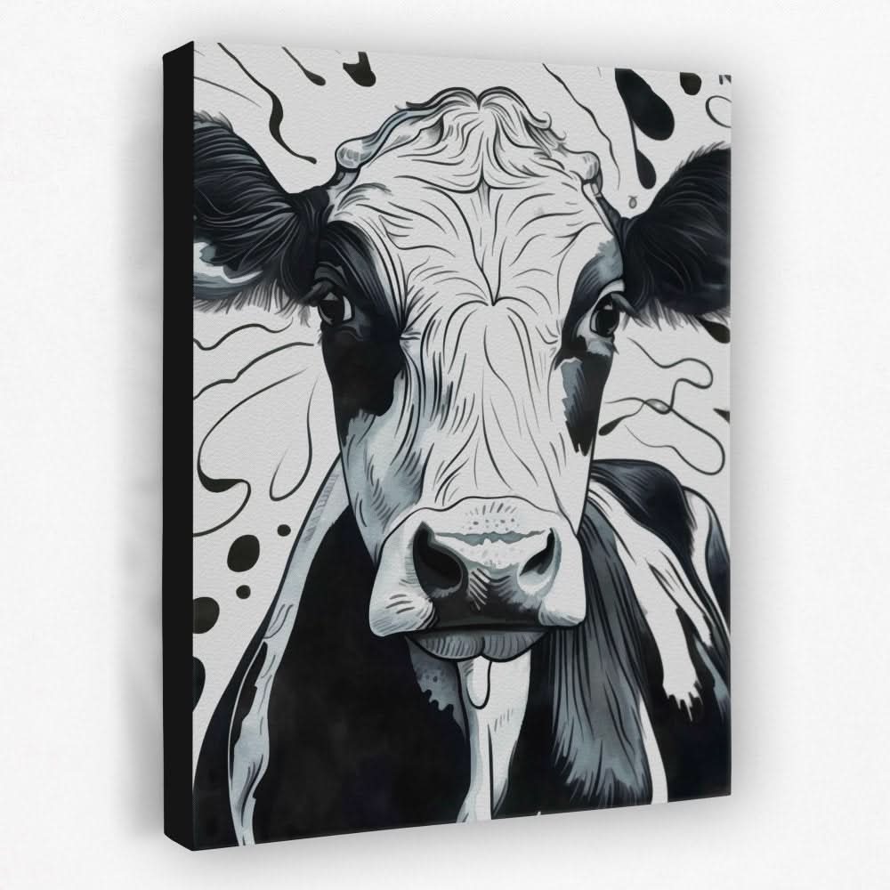 Monochrome Moo - Black and White Canvas Wall Art
