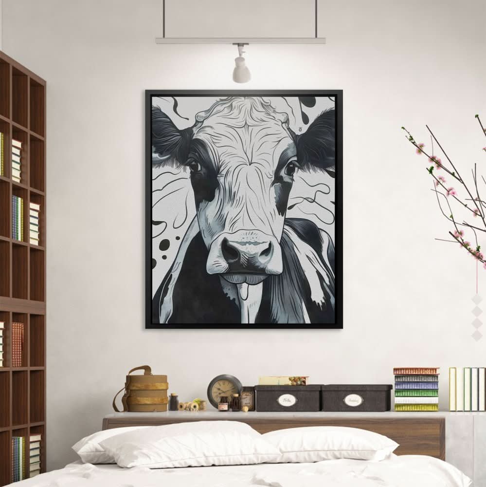 Monochrome Moo - Neutral Wall Art for Living Room