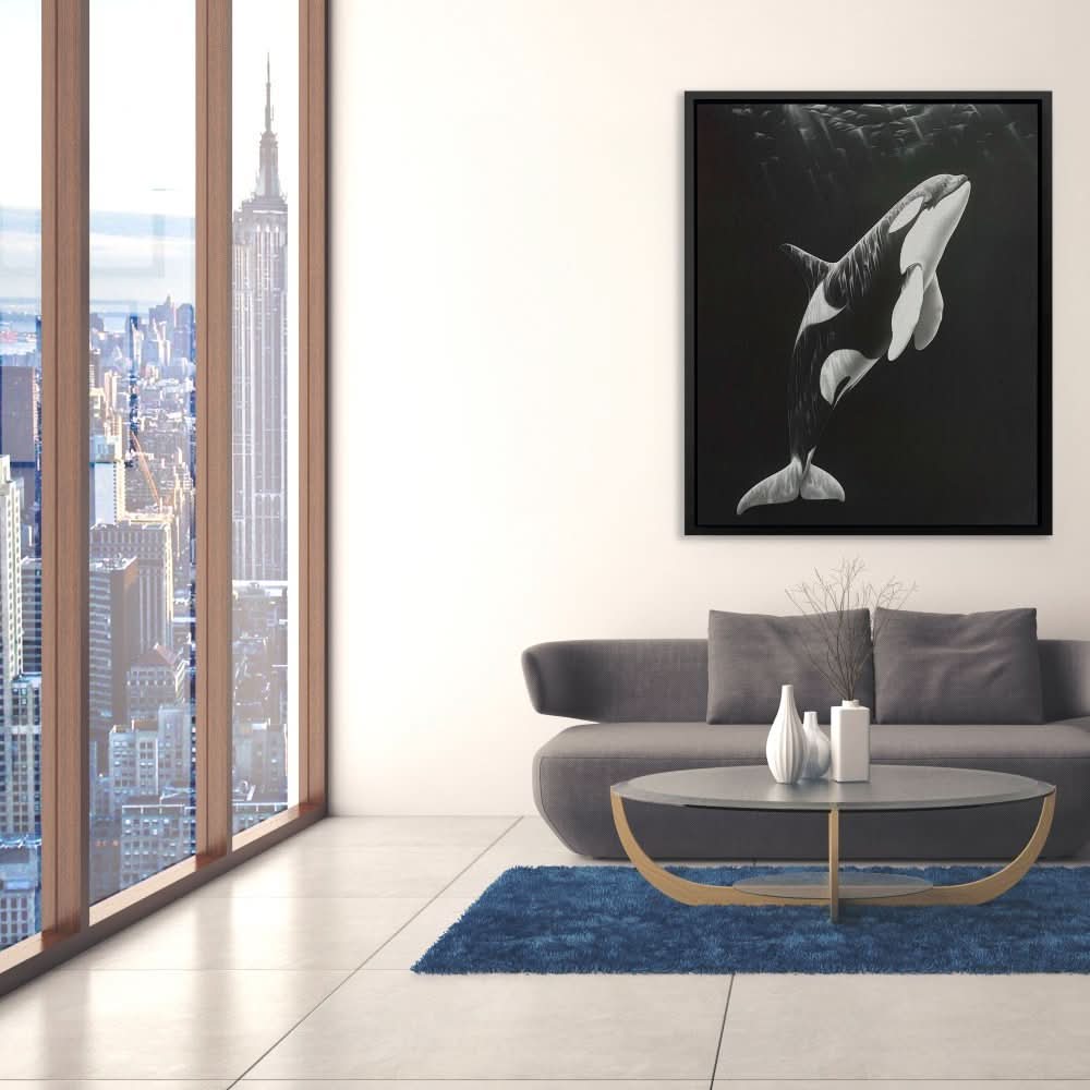 Monochrome Orca - Coastal Canvas Print