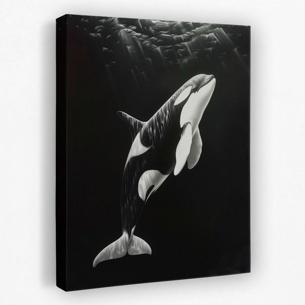 Monochrome Orca - Black and White Canvas Wall Art