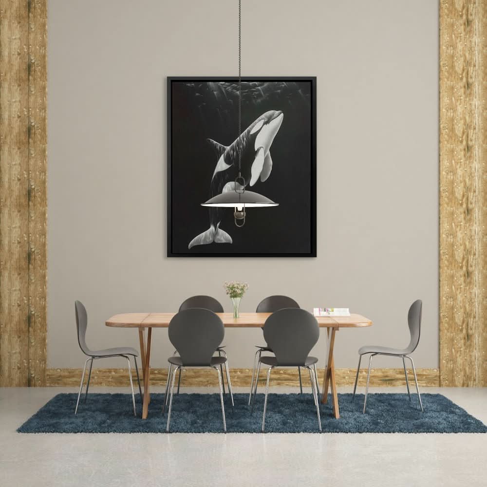 Monochrome Orca - Minimalist Canvas Wall Art