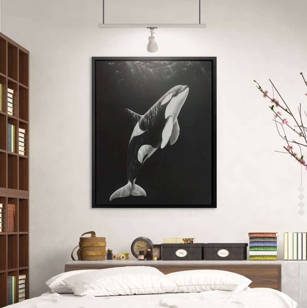 Monochrome Orca - Wall Art for Bathroom