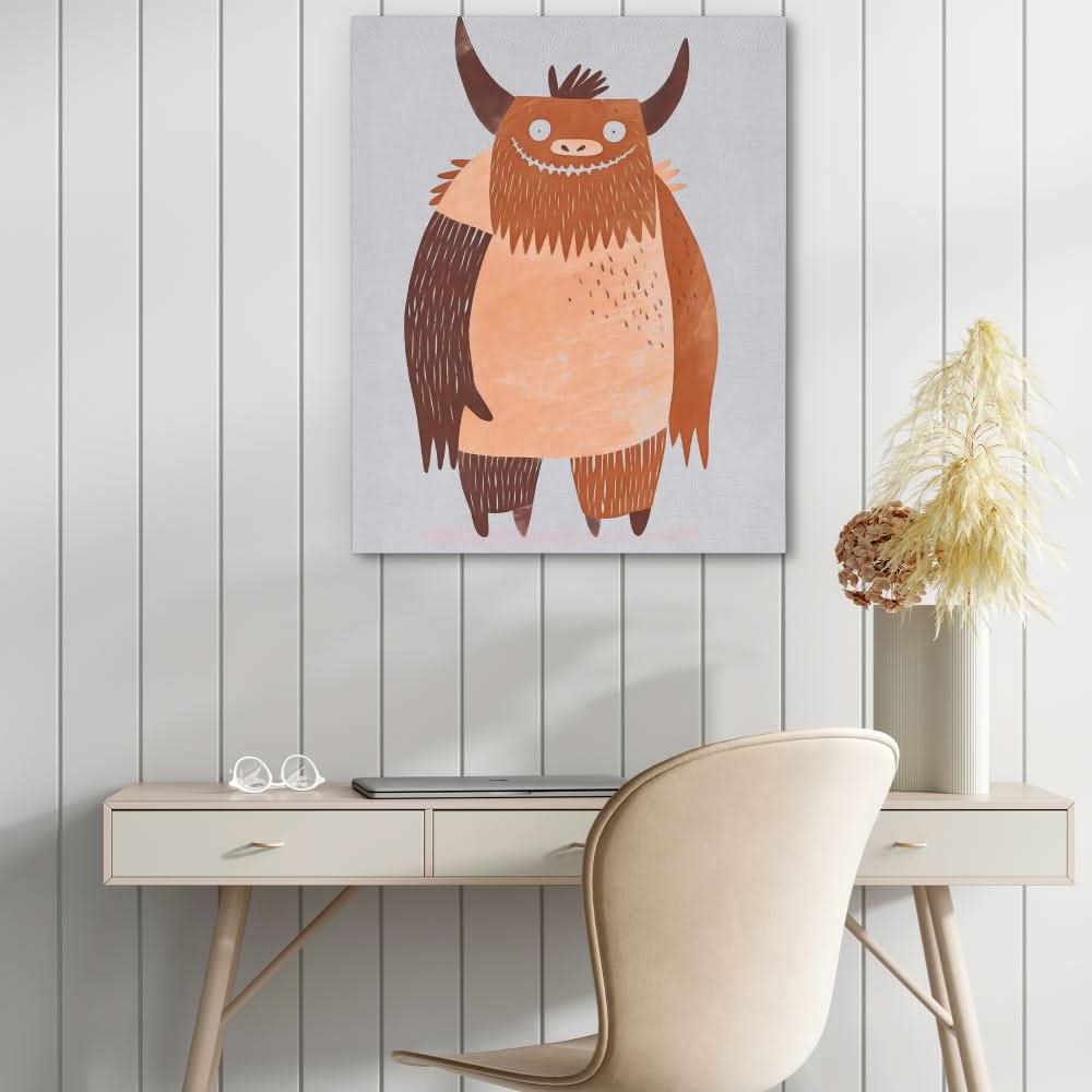 Monster Mischief - Beige Playful Canvas Print