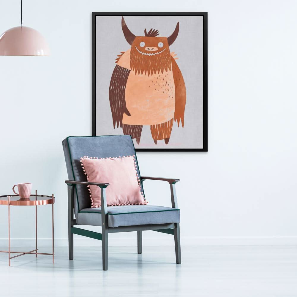 Monster Mischief - Beige Wall Art for Nursery