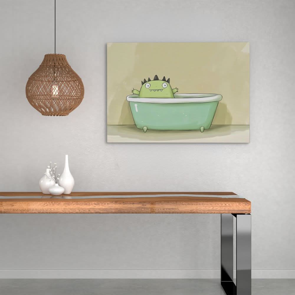 Monster Relaxing in Tub - Wall Art for Bathroom