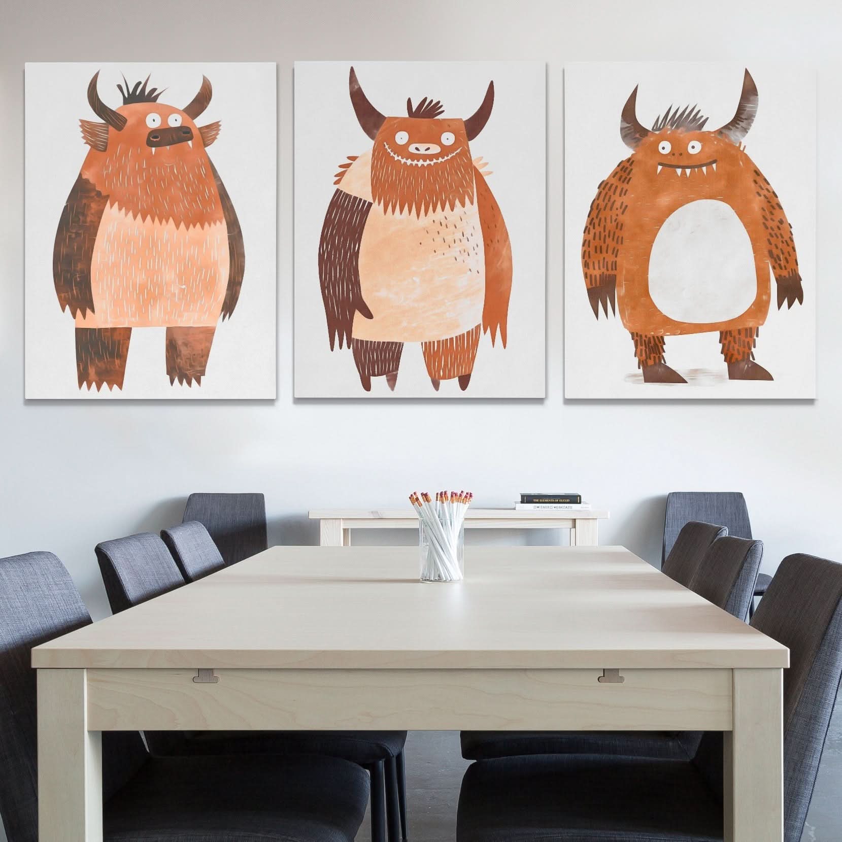 Monster Squad - Beige Wall Art for Nursery