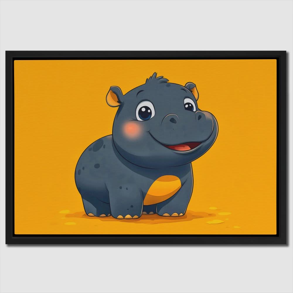 Moo Deng - Orange Cartoon Canvas Print