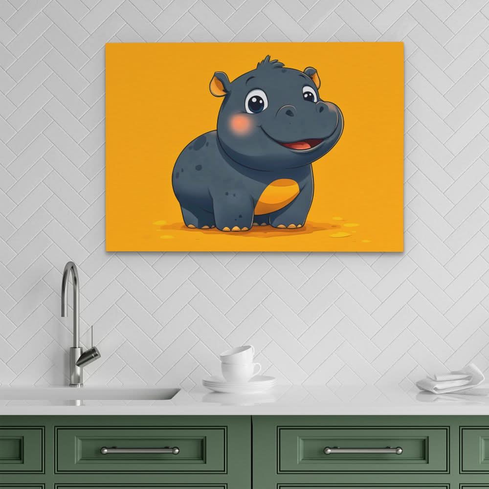 Moo Deng - Orange Wall Art for Kids Room
