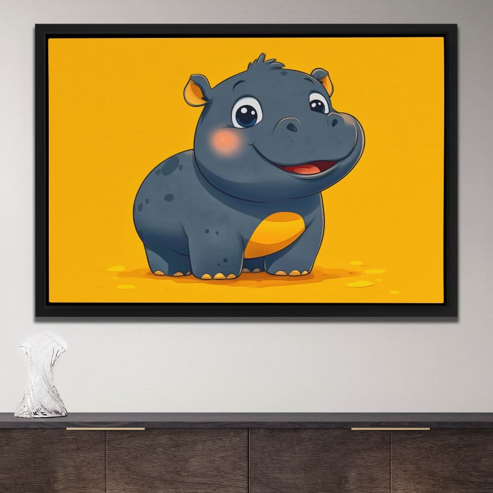 Moo Deng - Orange Canvas Wall Art