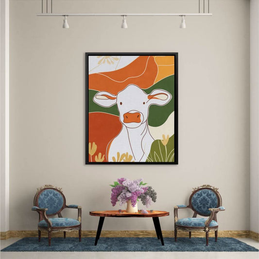 Moo in the Bush - Minimalist Wall Art in Black Frame