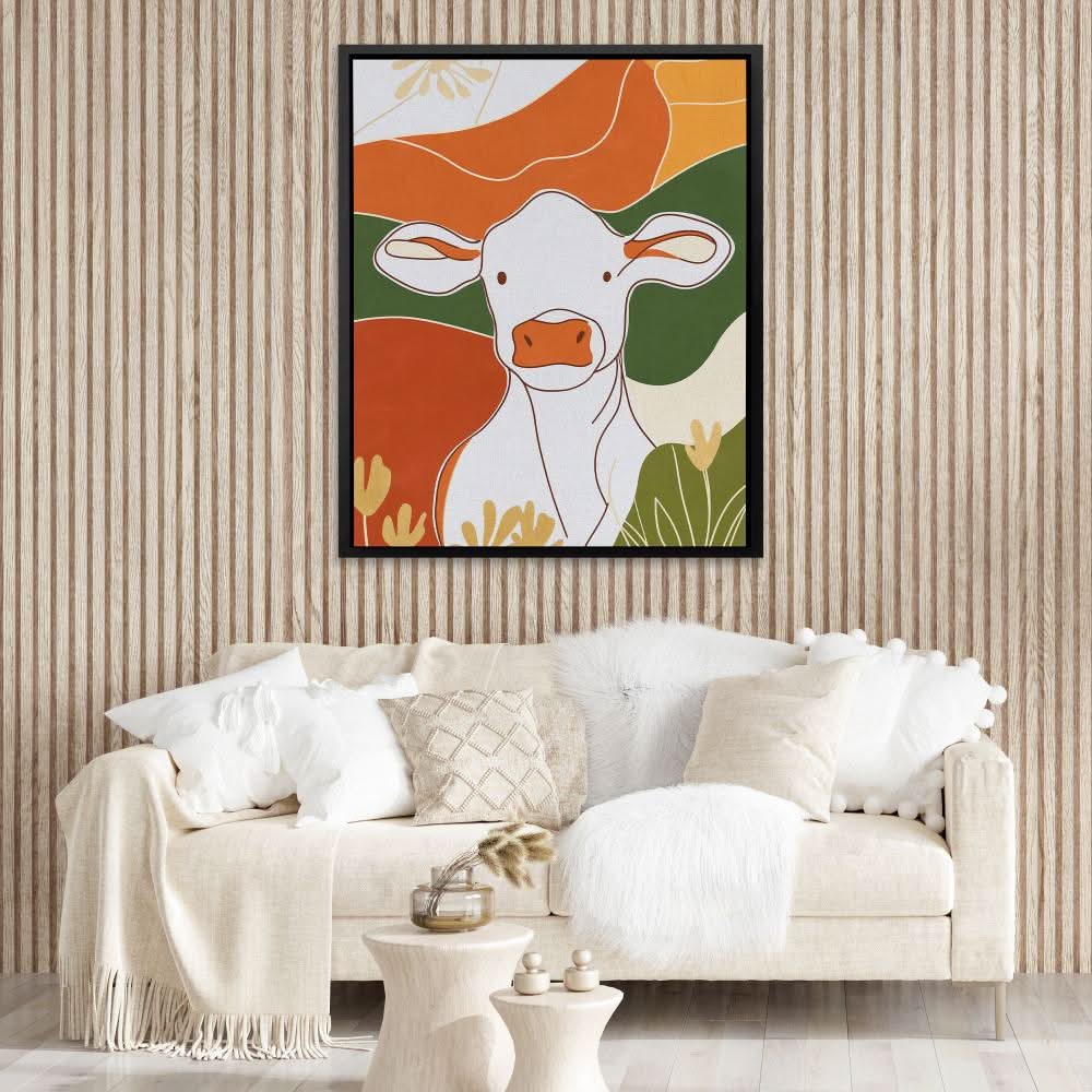 Moo in the Bush - Oversized Animals Canvas Wall Art