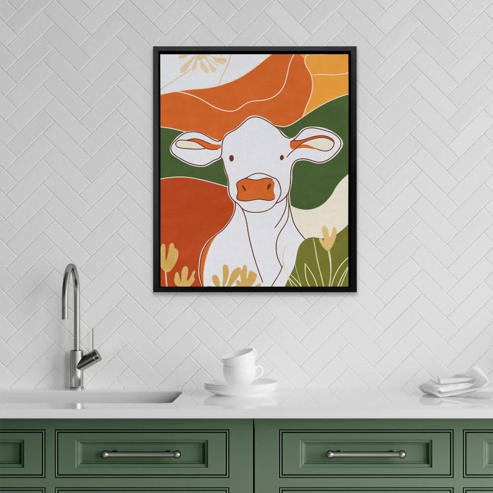 Moo in the Bush - Minimalist Earth Tones Canvas Wall Art