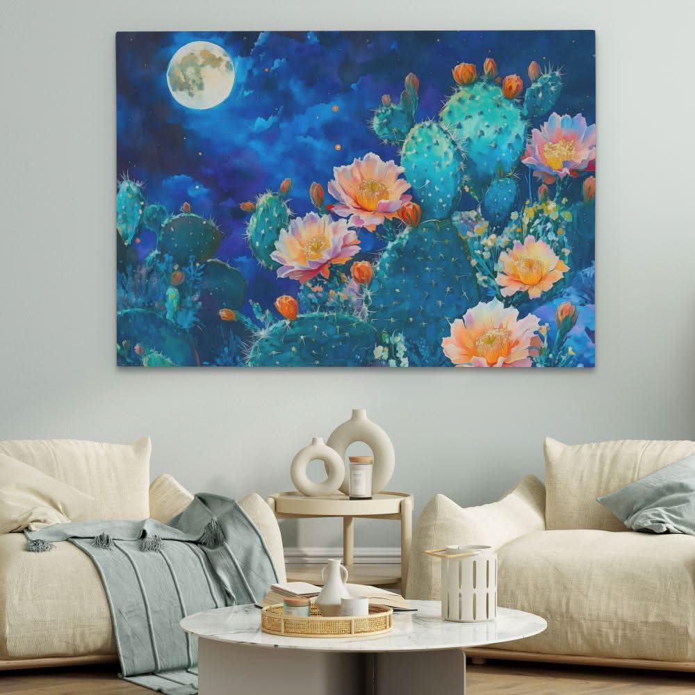Moonlight Prickles - Blue Wall Art
