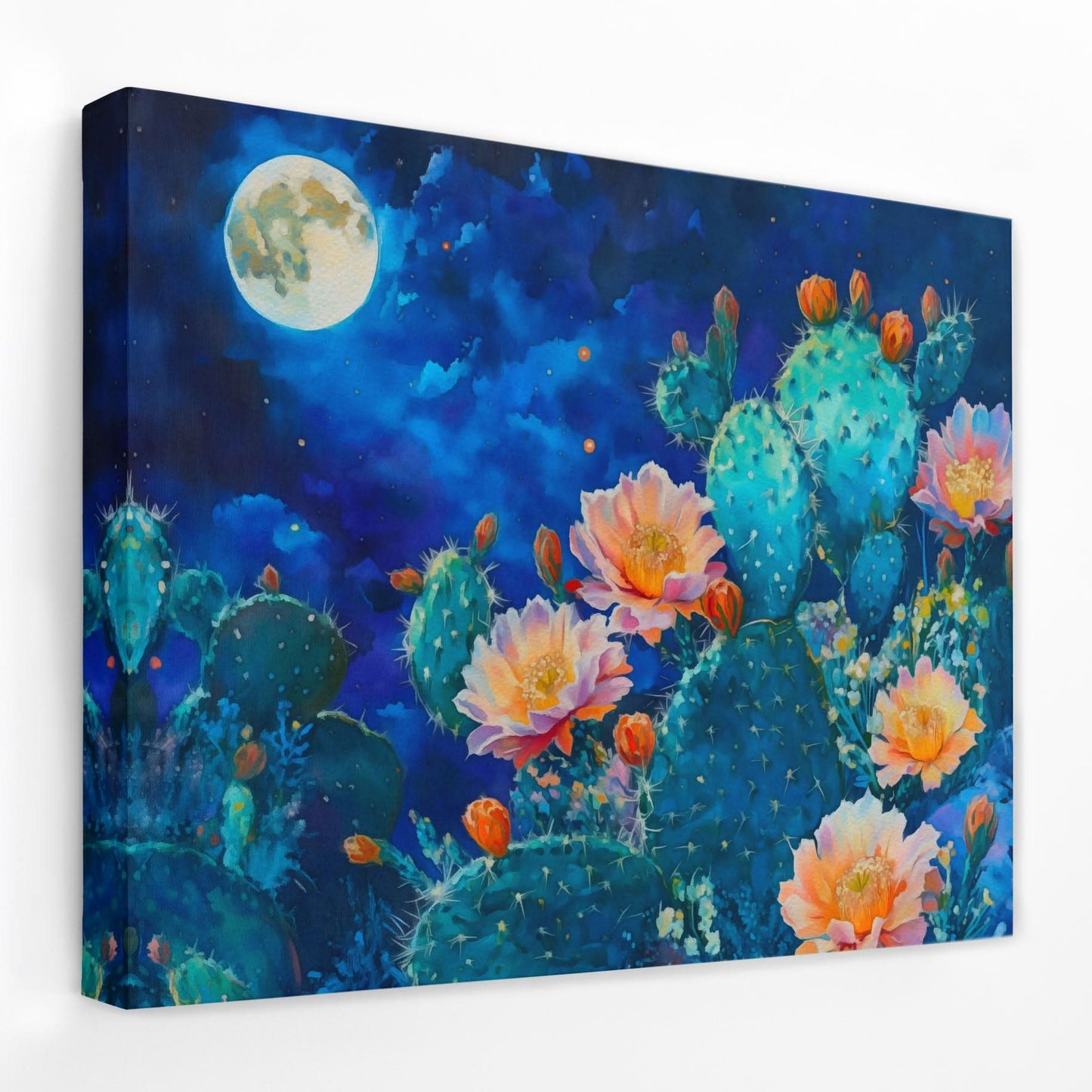 Moonlight Prickles - Floral Canvas Wall Art