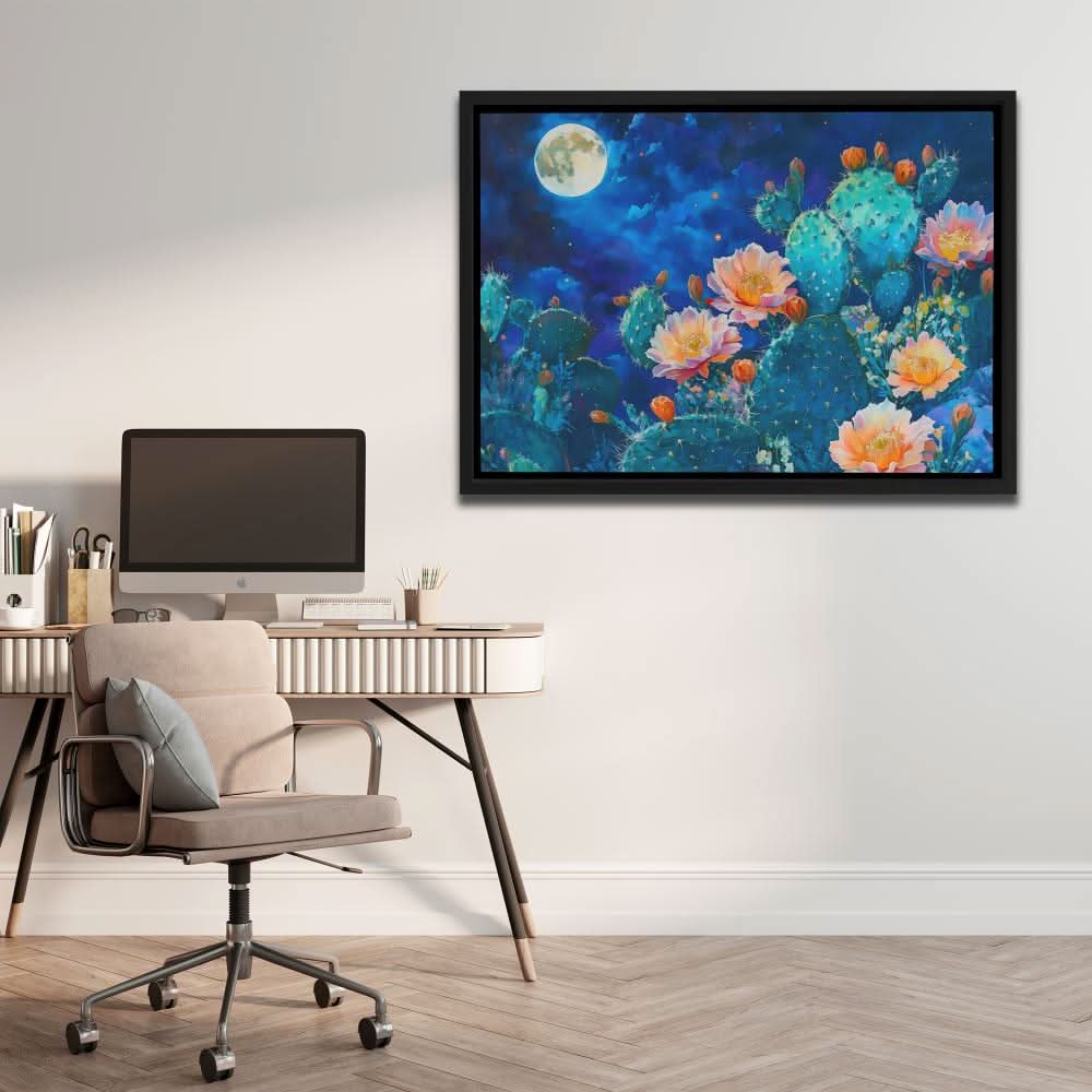Moonlight Prickles - Nature Wall Art in Black Frame