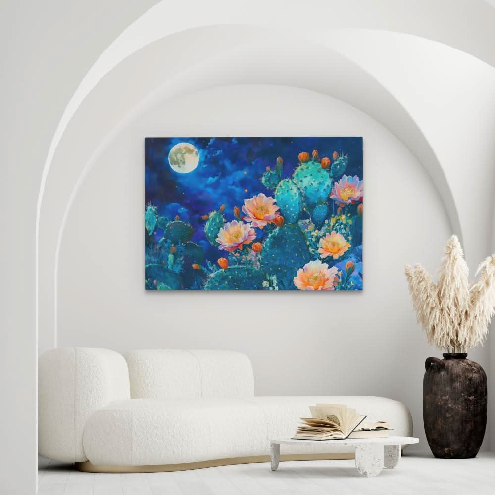 Moonlight Prickles - Blue Nature Canvas Print