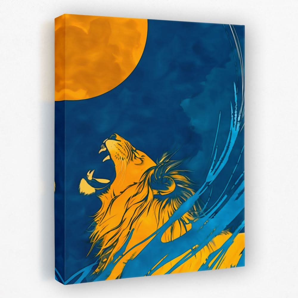 Moonlight Roar - Animals Canvas Wall Art
