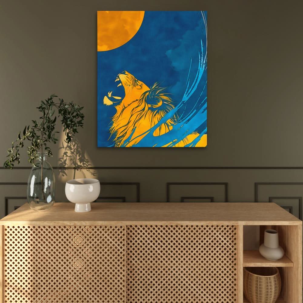 Moonlight Roar - Modern Wall Art in Black Frame