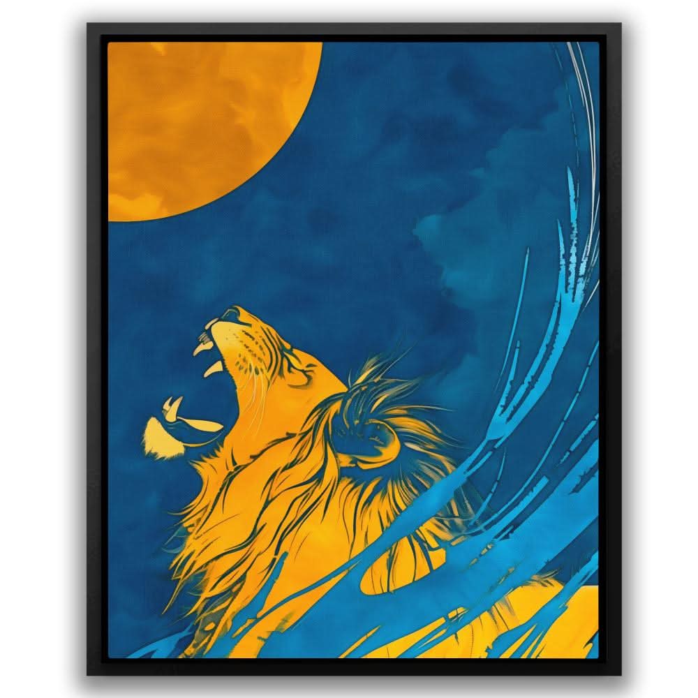 Moonlight Roar - Blue Big Cat Canvas Print
