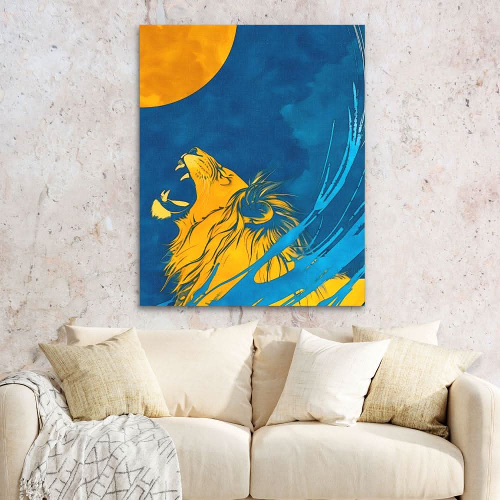 Moonlight Roar - Blue Wall Art for Office