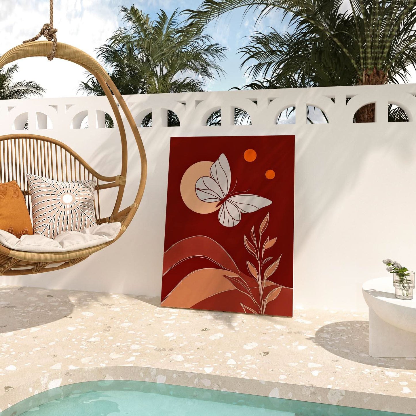 Moonlit Flutter - Beige Canvas Print