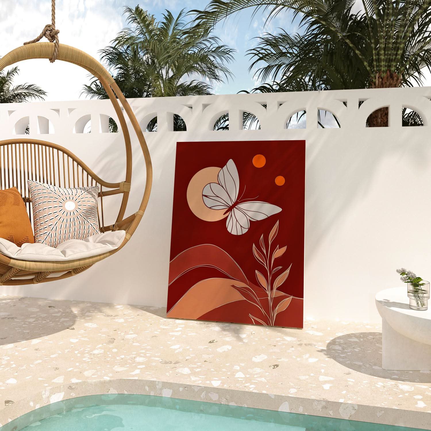 Moonlit Flutter - Beige Canvas Print