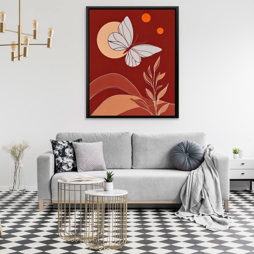 Moonlit Flutter - Butterfly Wall Art in Black Frame