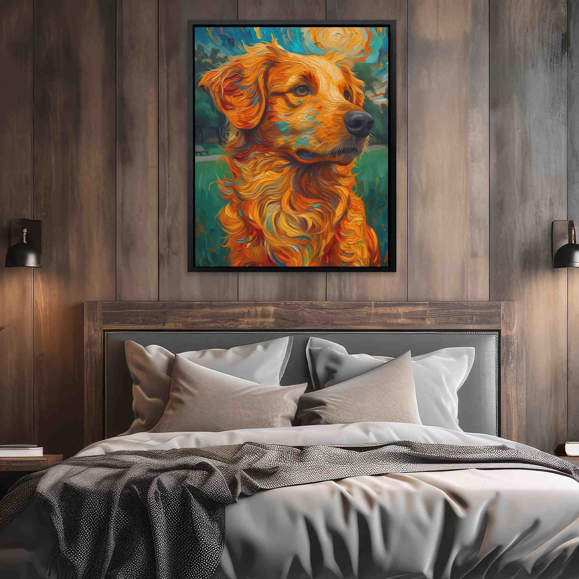 Moonlit Golden Retriever - Orange Wall Art