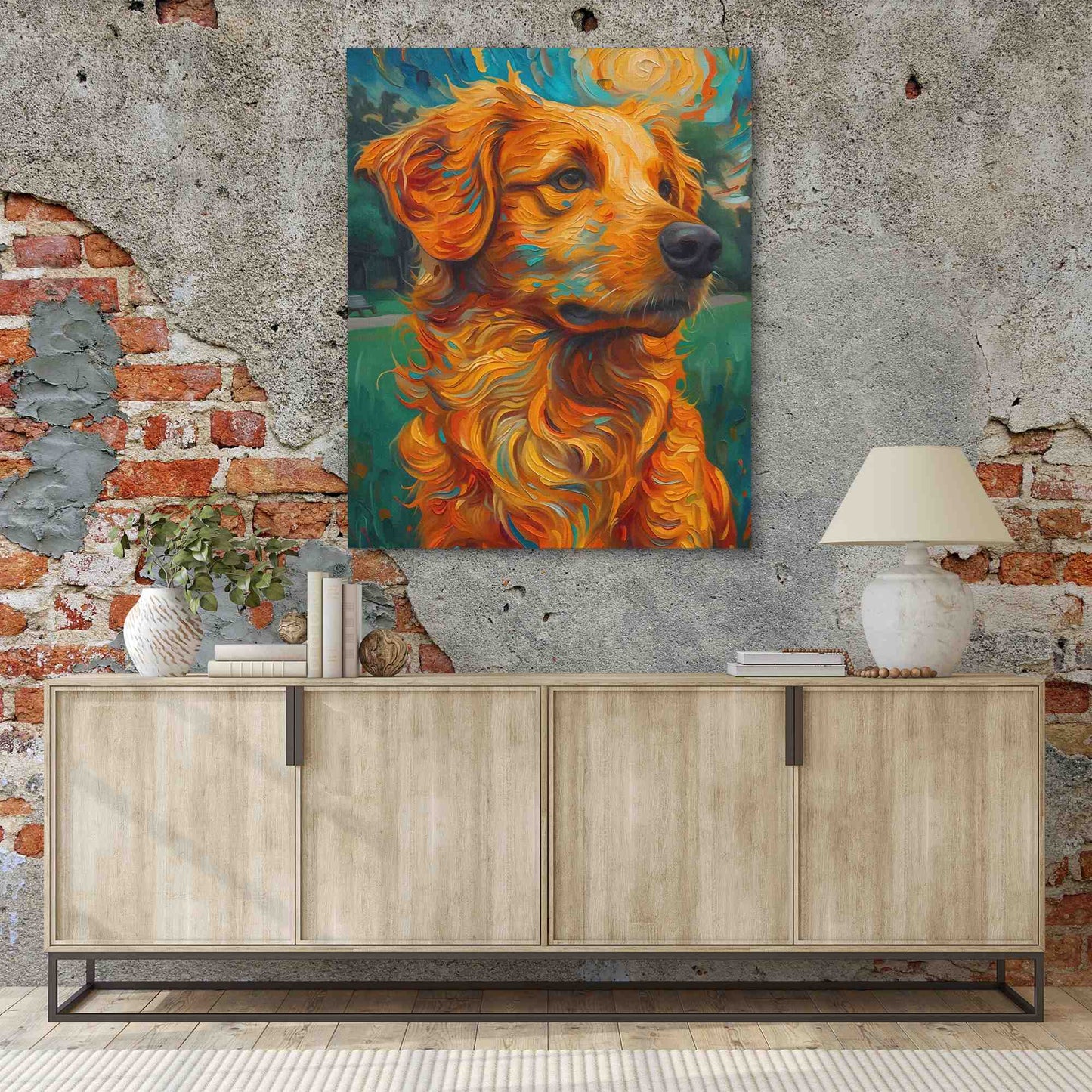 Moonlit Golden Retriever - Animals Art