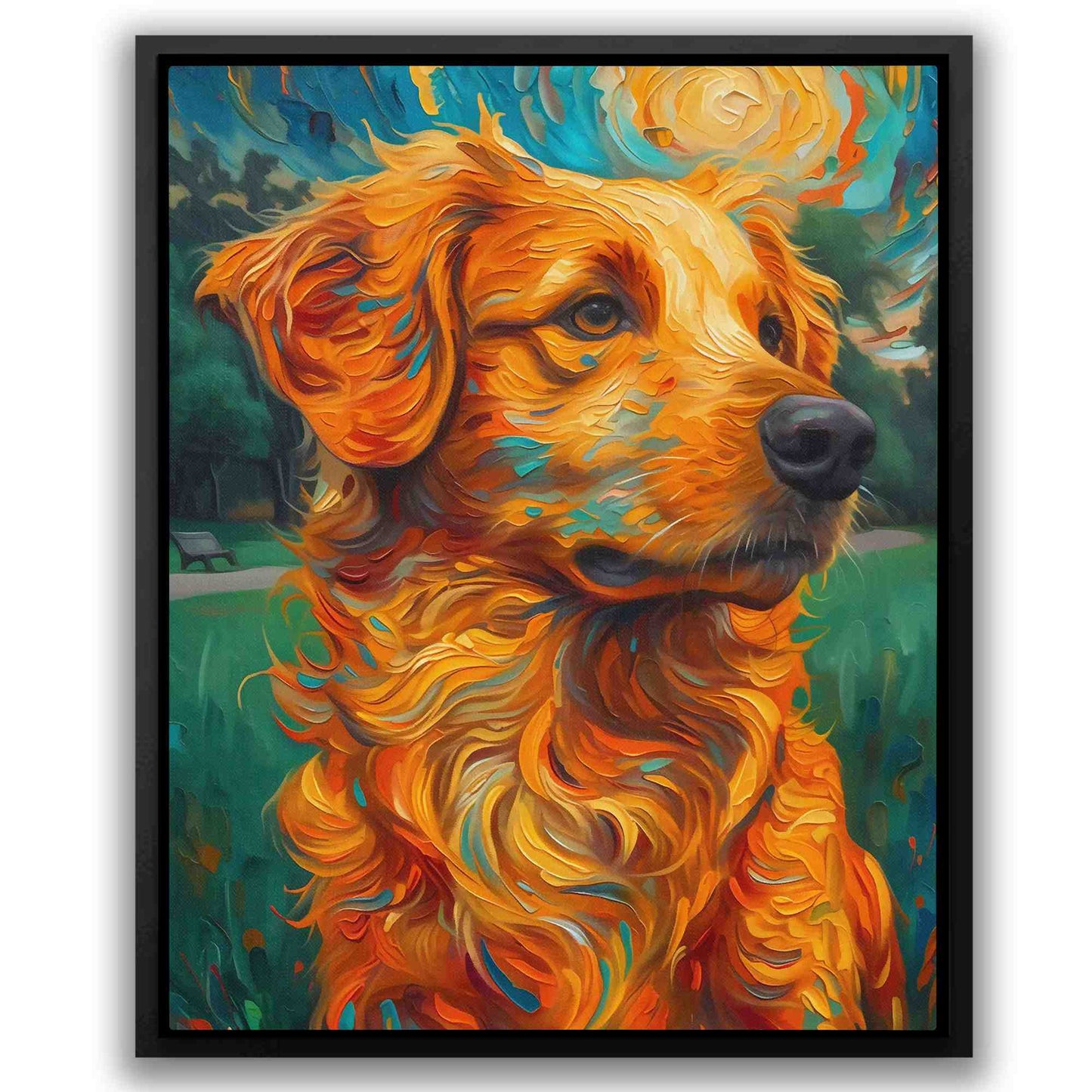 Moonlit Golden Retriever - Orange Dog Canvas Print