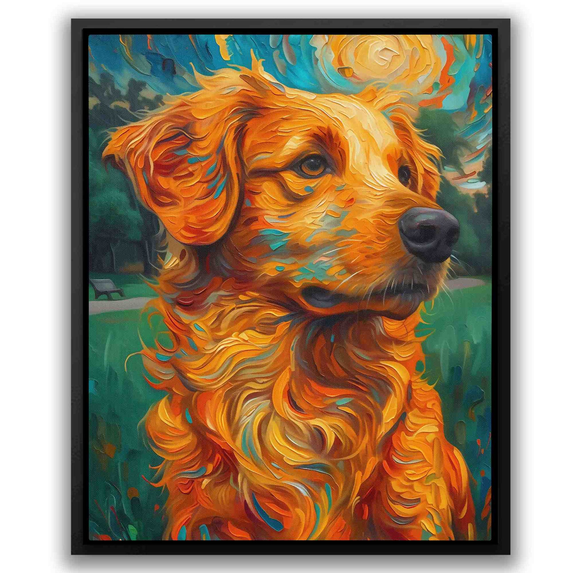 Moonlit Golden Retriever - Orange Dog Canvas Print
