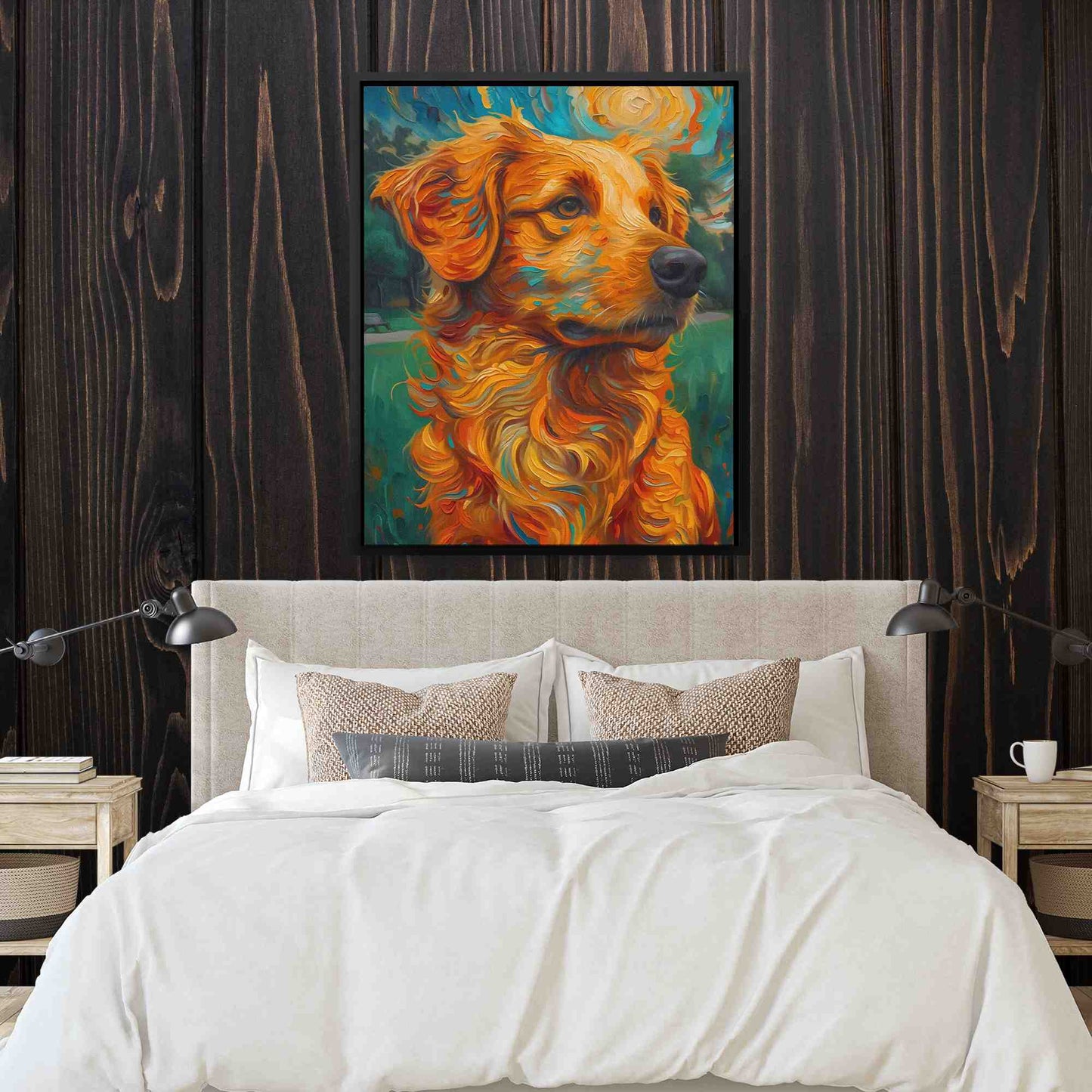 Moonlit Golden Retriever - Large Surrealism Canvas Print