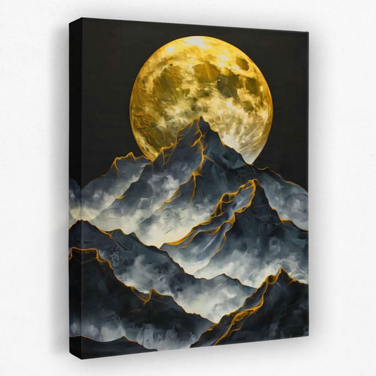 Moonlit Mountain Range - Landscapes Canvas Wall Art
