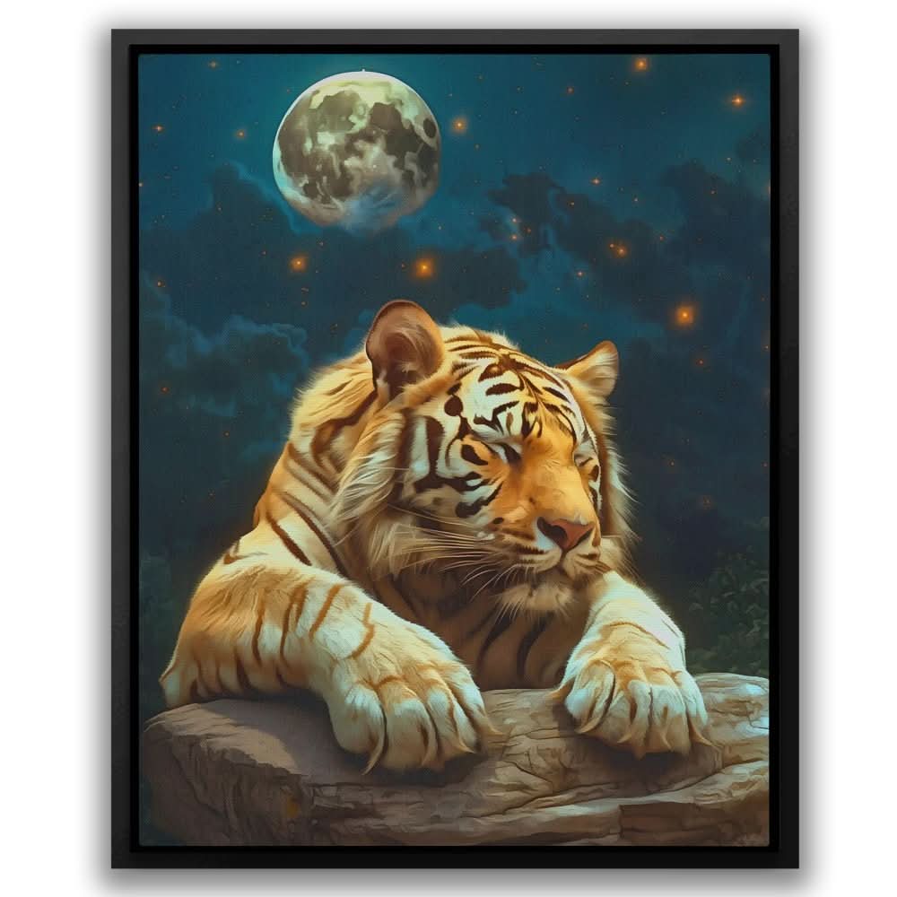 Moonlit Sleeping Tiger - Large Contemporary Canvas Print