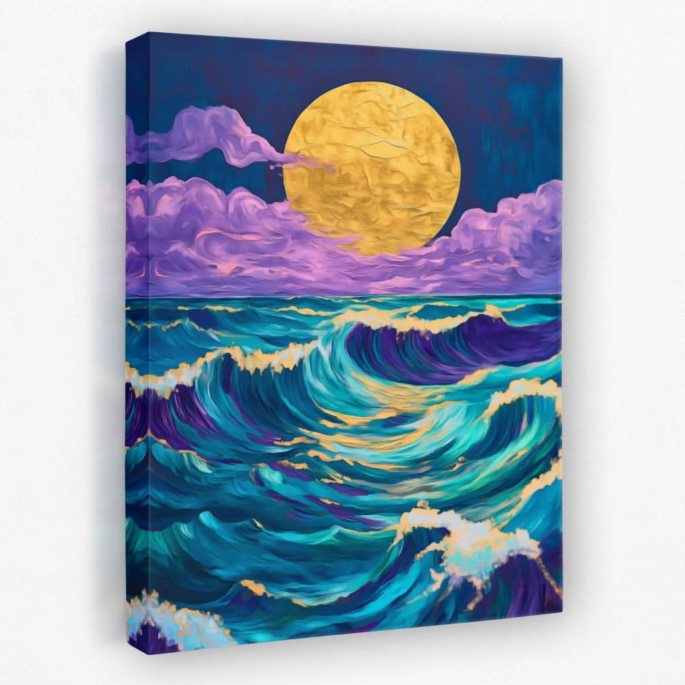 Moonlit Wave Magic - Beach House Canvas Wall Art