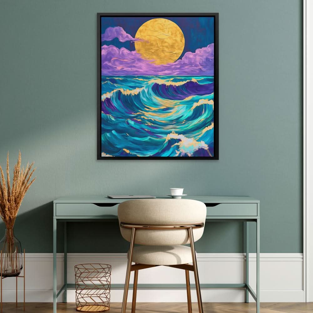 Moonlit Wave Magic - Beach House Art for Bedroom