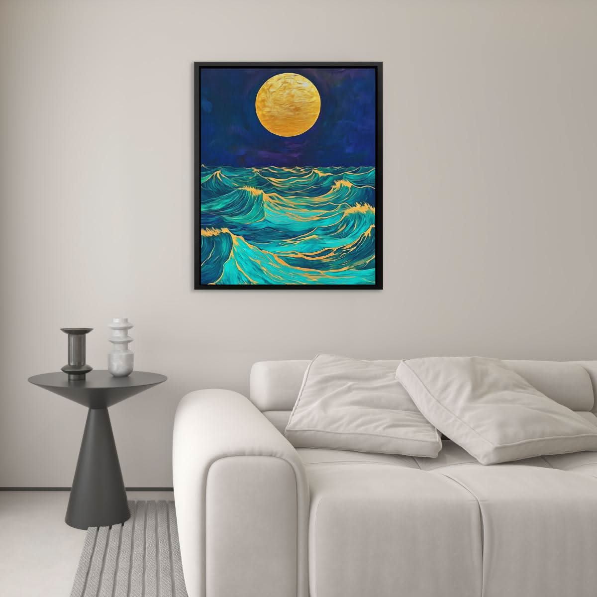 Moonlit Wave Serenade - Large Canvas Print
