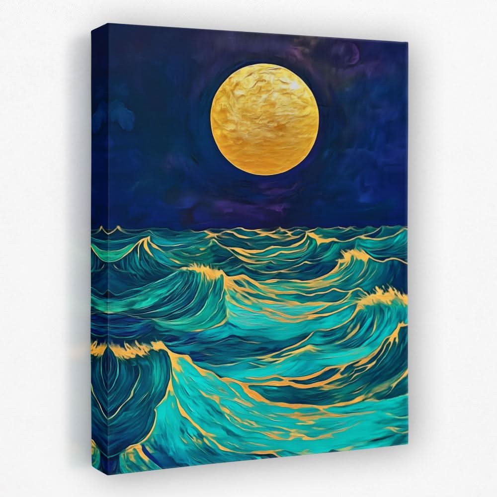 Moonlit Wave Serenade - Beach House Canvas Wall Art