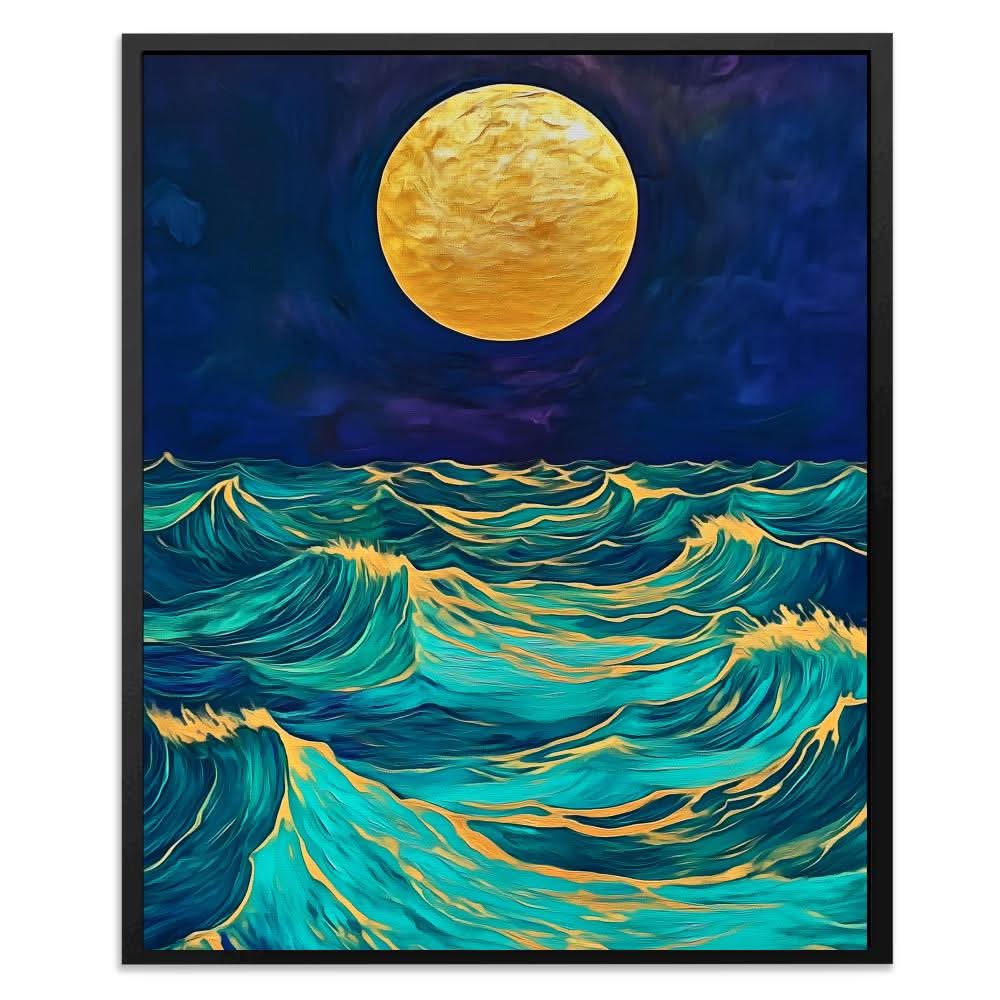 Moonlit Wave Serenade - Beach House Art for Bedroom