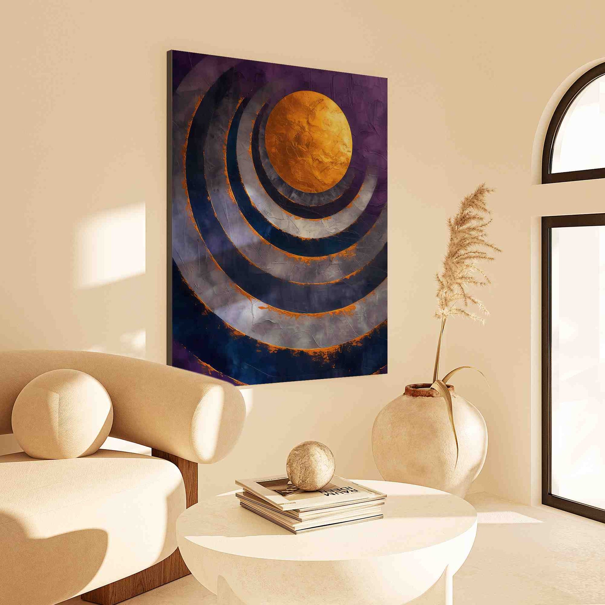 Moonlit Waves - Abstract Wall Art in Black Frame