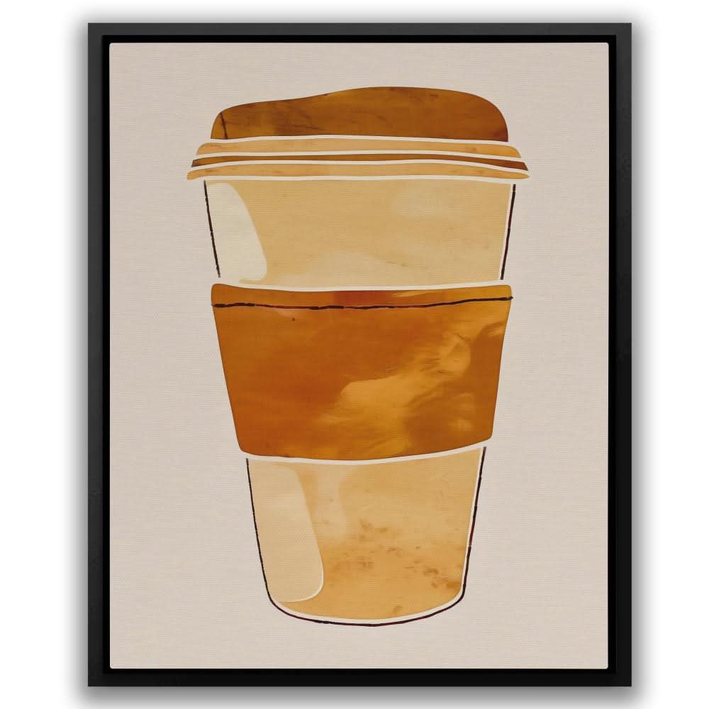 Morning Coffee Cup - Beige Canvas Print